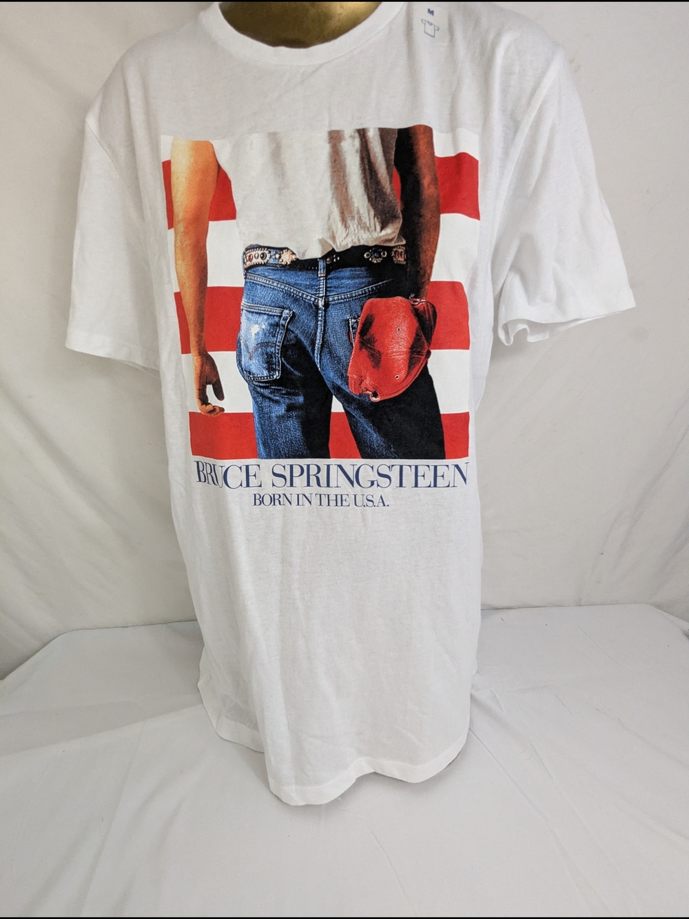 Bruce Springsteen Born In The USA. Iconic Album Cover White Tee Old Navy Medium